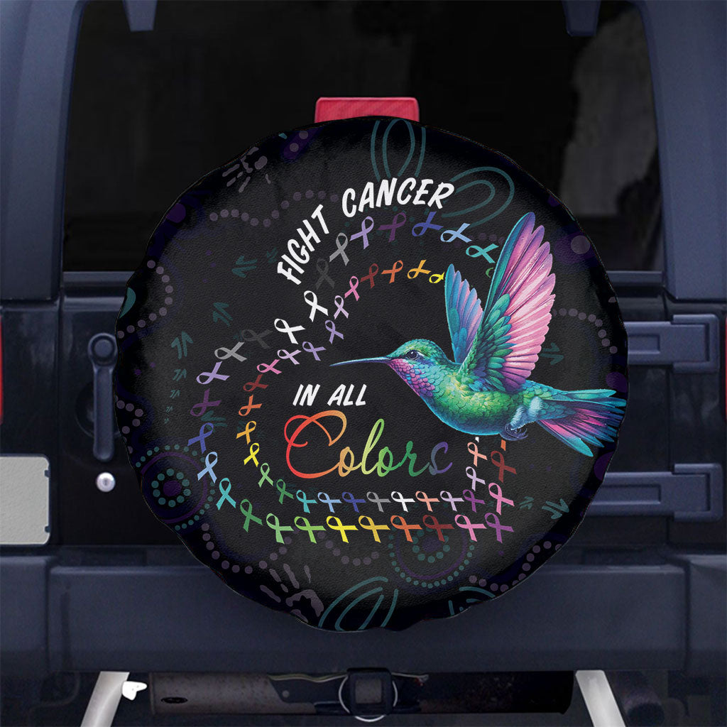 Australia Indigenous Aboriginal Arts Spare Tire Cover Hummingbird - Fight Cancer In All Colors