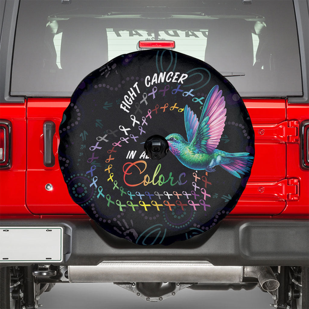 Australia Indigenous Aboriginal Arts Spare Tire Cover Hummingbird - Fight Cancer In All Colors