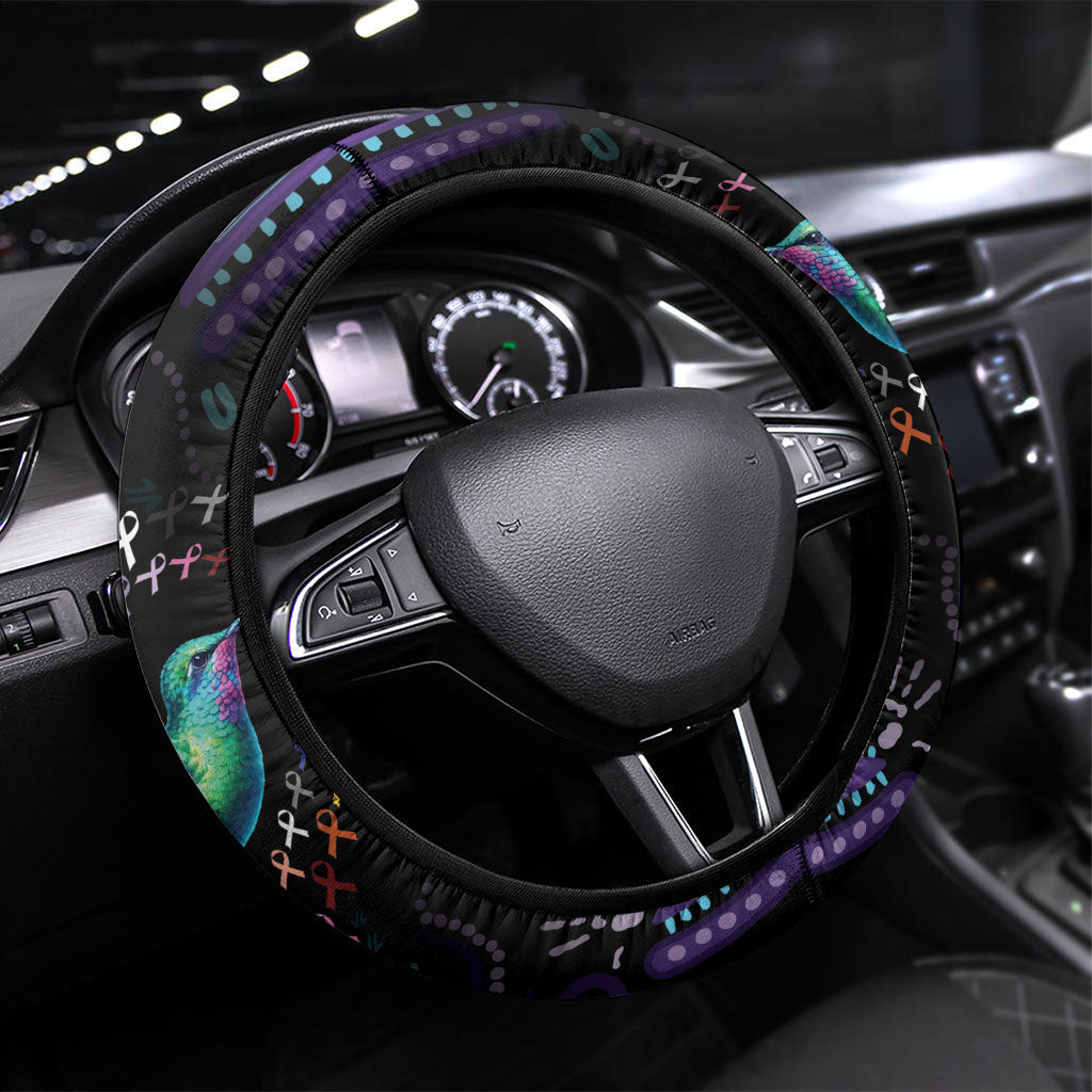 Australia Indigenous Aboriginal Arts Steering Wheel Cover Hummingbird - Fight Cancer In All Colors