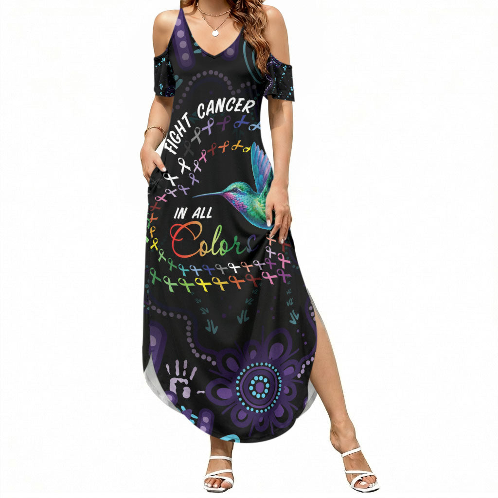 Personalized Australia Indigenous Aboriginal Arts Summer Maxi Dress Hummingbird - Fight Cancer In All Colors