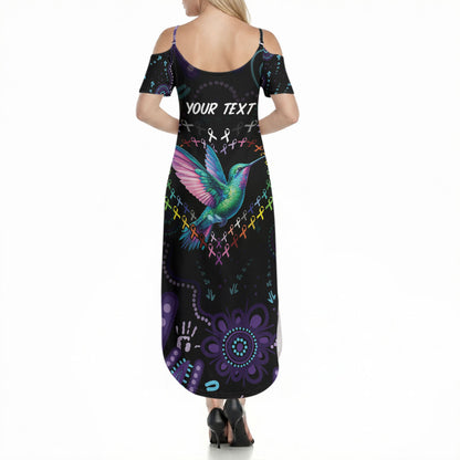 Personalized Australia Indigenous Aboriginal Arts Summer Maxi Dress Hummingbird - Fight Cancer In All Colors