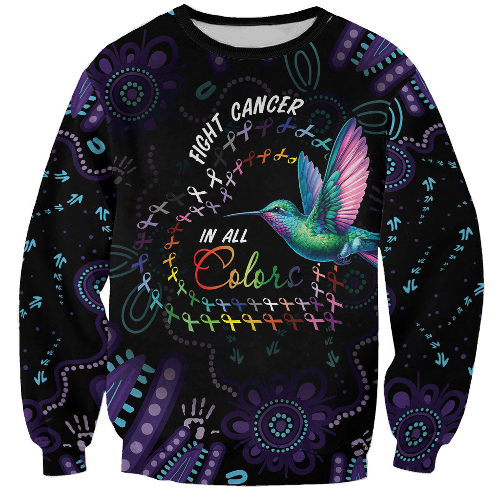 Personalized Australia Indigenous Aboriginal Arts Sweatshirt Hummingbird - Fight Cancer In All Colors