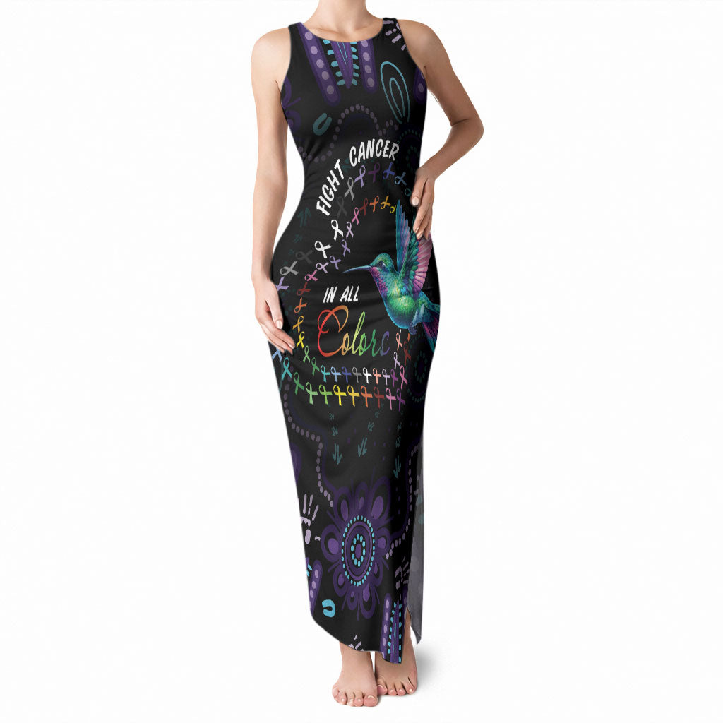 Personalized Australia Indigenous Aboriginal Arts Tank Maxi Dress Hummingbird - Fight Cancer In All Colors