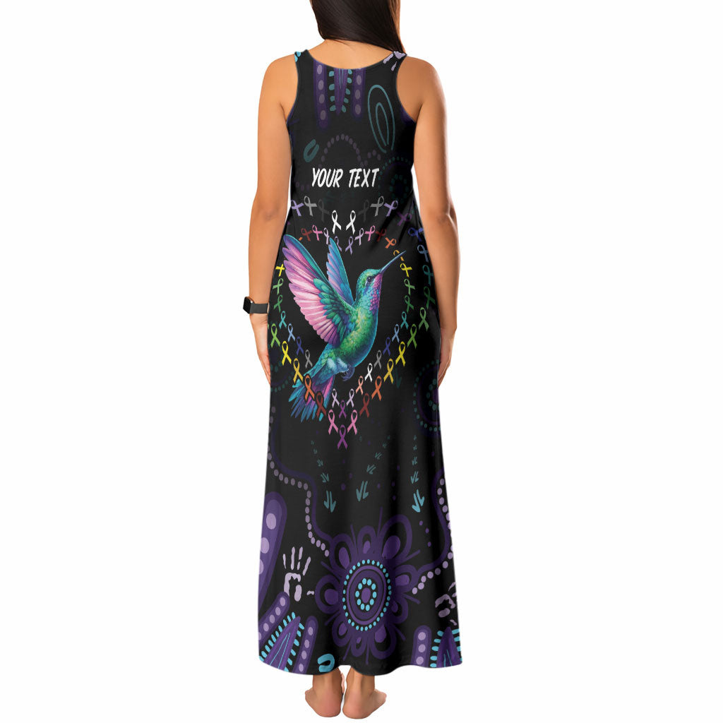Personalized Australia Indigenous Aboriginal Arts Tank Maxi Dress Hummingbird - Fight Cancer In All Colors