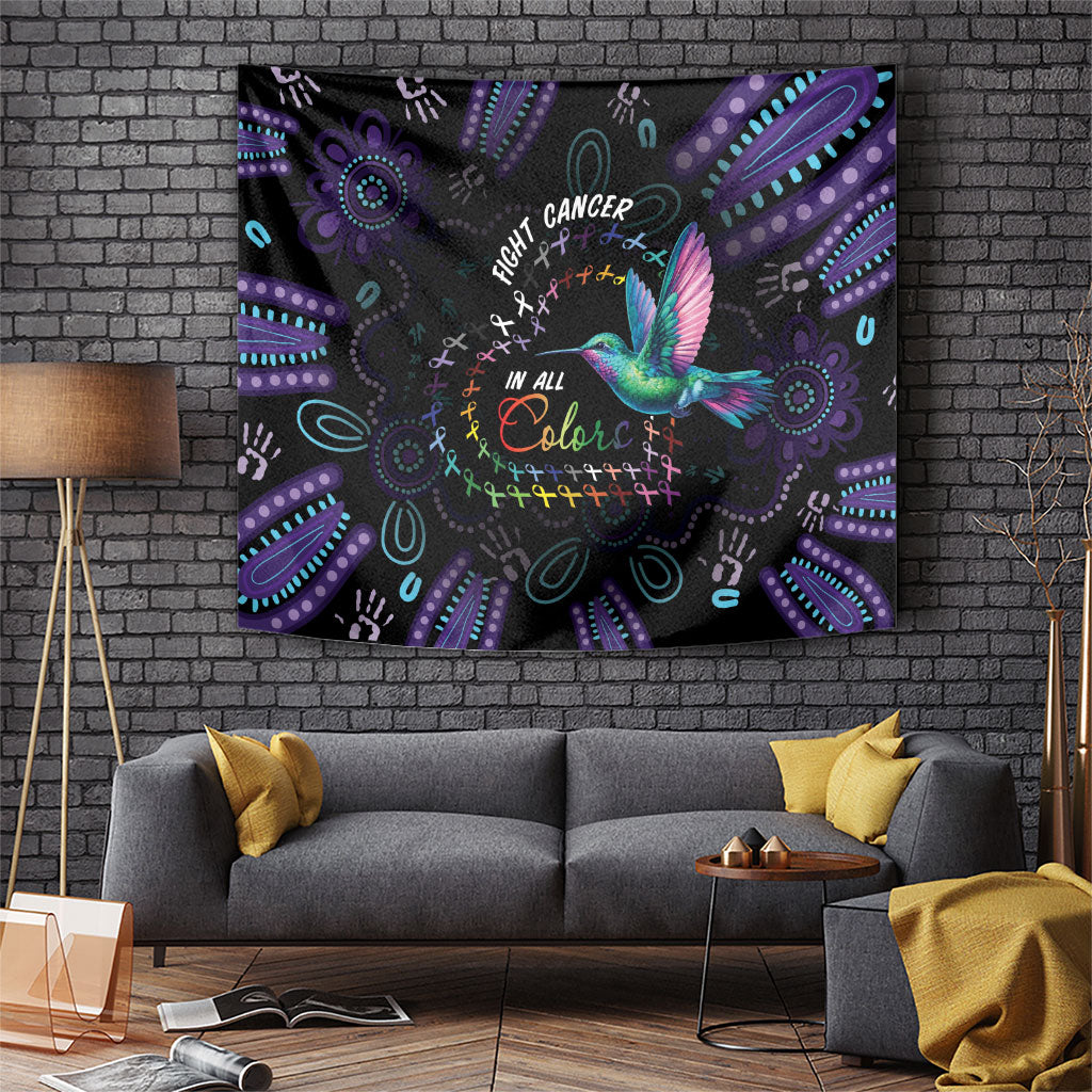 Australia Indigenous Aboriginal Arts Tapestry Hummingbird - Fight Cancer In All Colors