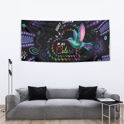 Australia Indigenous Aboriginal Arts Tapestry Hummingbird - Fight Cancer In All Colors