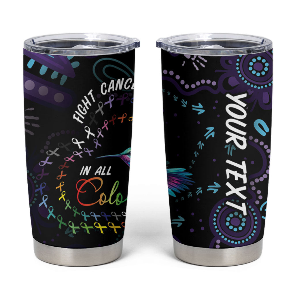 Personalized Australia Indigenous Aboriginal Arts Tumbler Cup Hummingbird - Fight Cancer In All Colors