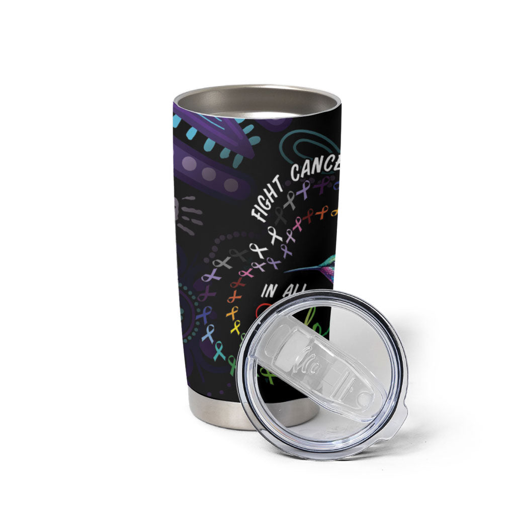 Personalized Australia Indigenous Aboriginal Arts Tumbler Cup Hummingbird - Fight Cancer In All Colors