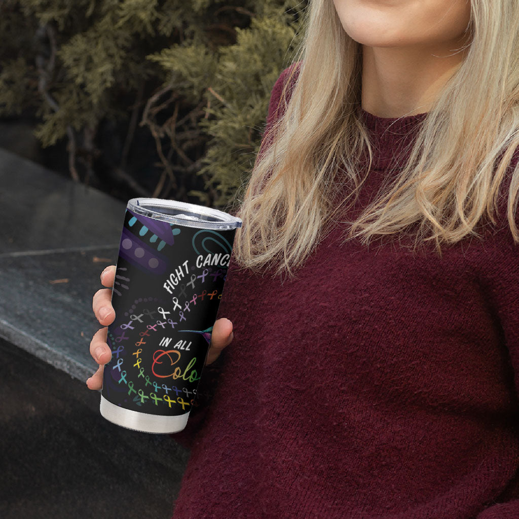 Personalized Australia Indigenous Aboriginal Arts Tumbler Cup Hummingbird - Fight Cancer In All Colors