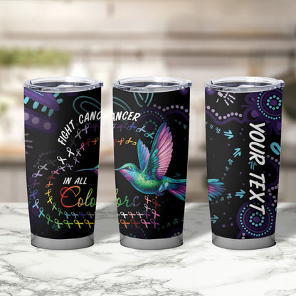 Personalized Australia Indigenous Aboriginal Arts Tumbler Cup Hummingbird - Fight Cancer In All Colors
