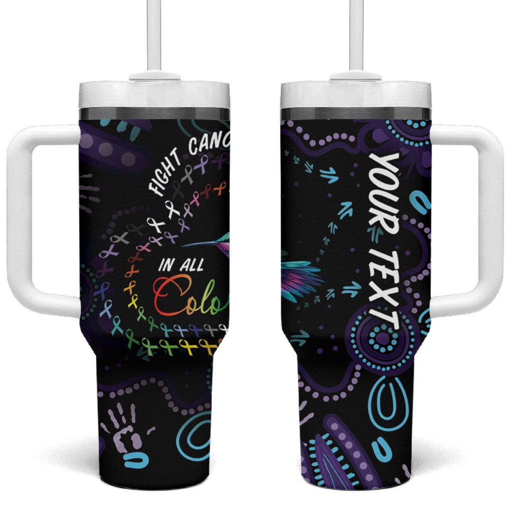 Personalized Australia Indigenous Aboriginal Arts Tumbler With Handle Hummingbird - Fight Cancer In All Colors