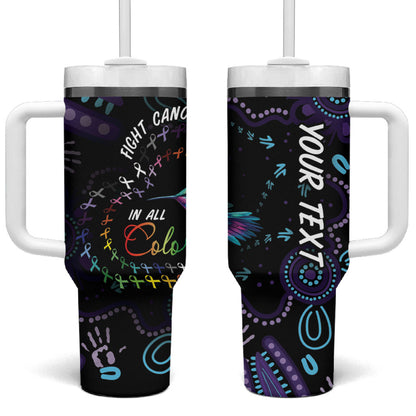 Personalized Australia Indigenous Aboriginal Arts Tumbler With Handle Hummingbird - Fight Cancer In All Colors