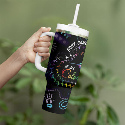 Personalized Australia Indigenous Aboriginal Arts Tumbler With Handle Hummingbird - Fight Cancer In All Colors