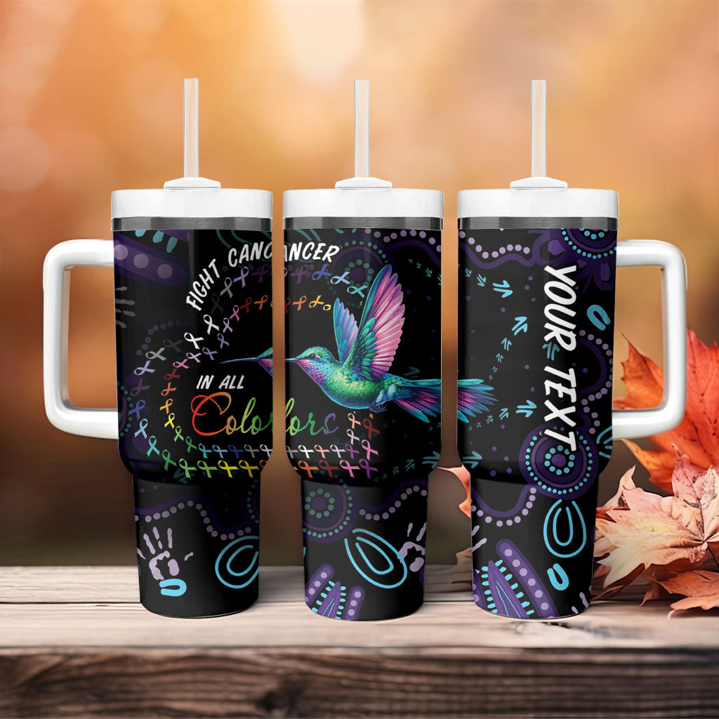 Personalized Australia Indigenous Aboriginal Arts Tumbler With Handle Hummingbird - Fight Cancer In All Colors