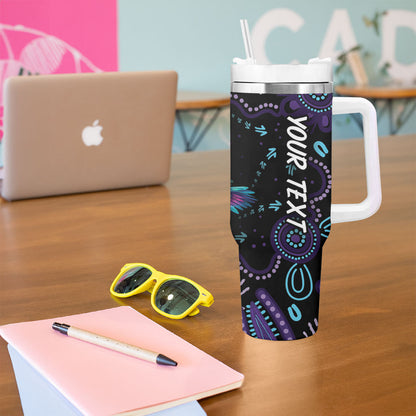 Personalized Australia Indigenous Aboriginal Arts Tumbler With Handle Hummingbird - Fight Cancer In All Colors