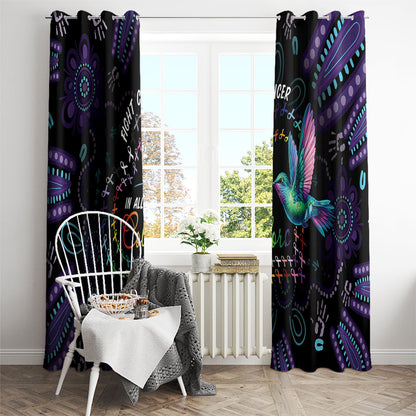 Australia Indigenous Aboriginal Arts Window Curtain Hummingbird - Fight Cancer In All Colors