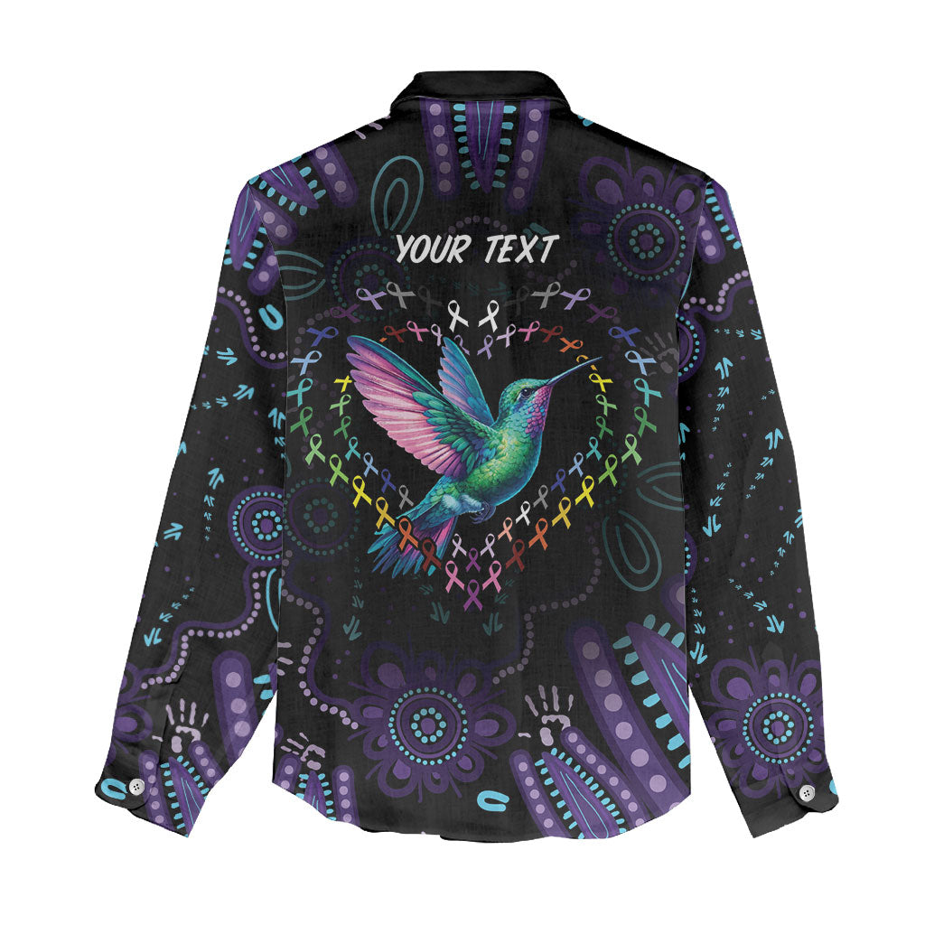 Personalized Australia Indigenous Aboriginal Arts Women Casual Shirt Hummingbird - Fight Cancer In All Colors