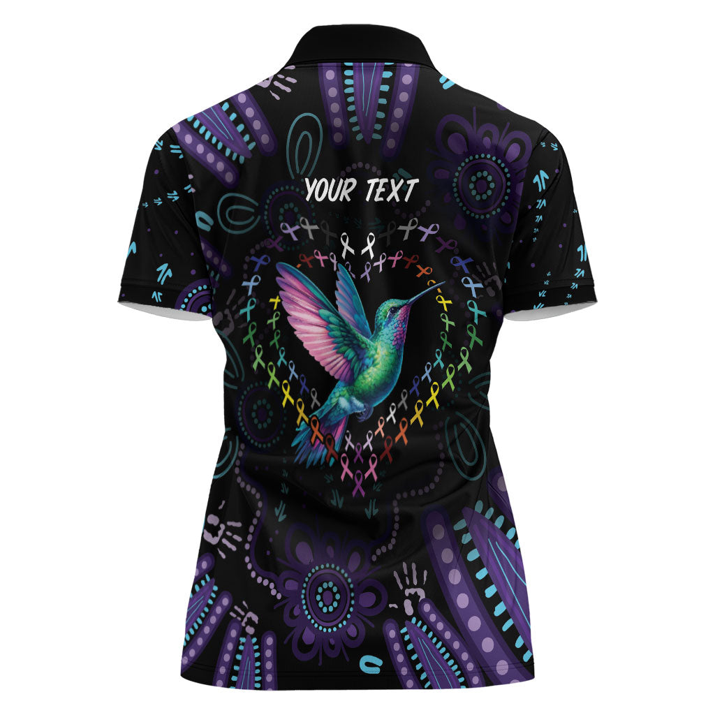 Personalized Australia Indigenous Aboriginal Arts Women Polo Shirt Hummingbird - Fight Cancer In All Colors