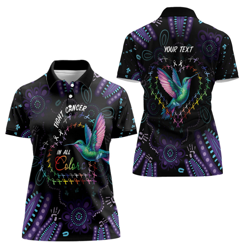 Personalized Australia Indigenous Aboriginal Arts Women Polo Shirt Hummingbird - Fight Cancer In All Colors