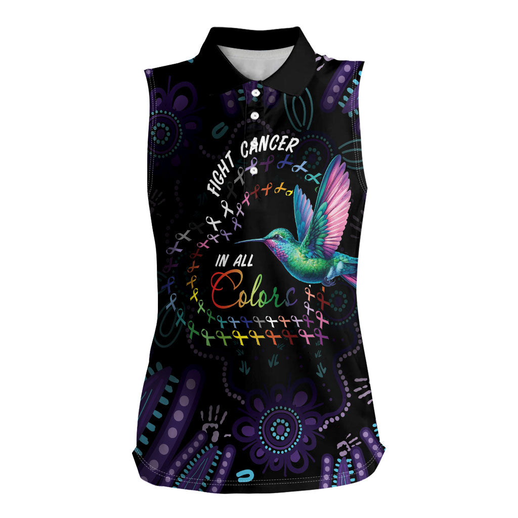 Personalized Australia Indigenous Aboriginal Arts Women Sleeveless Polo Shirt Hummingbird - Fight Cancer In All Colors