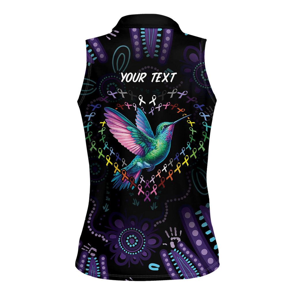 Personalized Australia Indigenous Aboriginal Arts Women Sleeveless Polo Shirt Hummingbird - Fight Cancer In All Colors