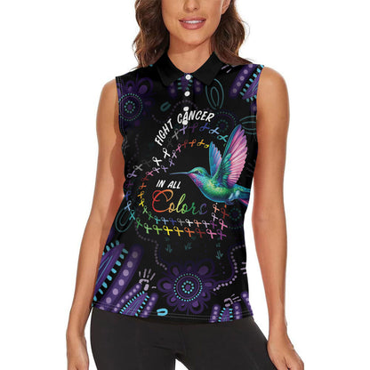 Personalized Australia Indigenous Aboriginal Arts Women Sleeveless Polo Shirt Hummingbird - Fight Cancer In All Colors