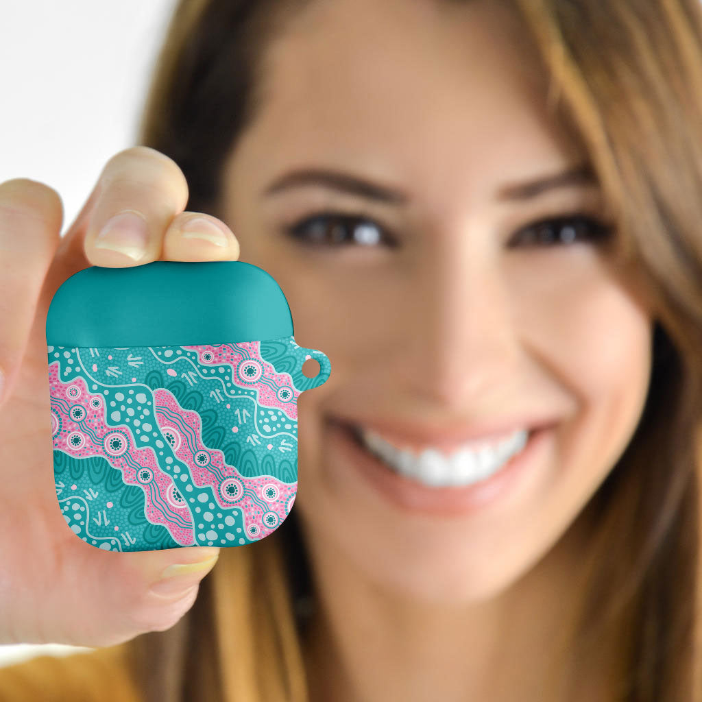Hereditary Cancer Prevention Australia Indigenous AirPods Case Pink and Teal