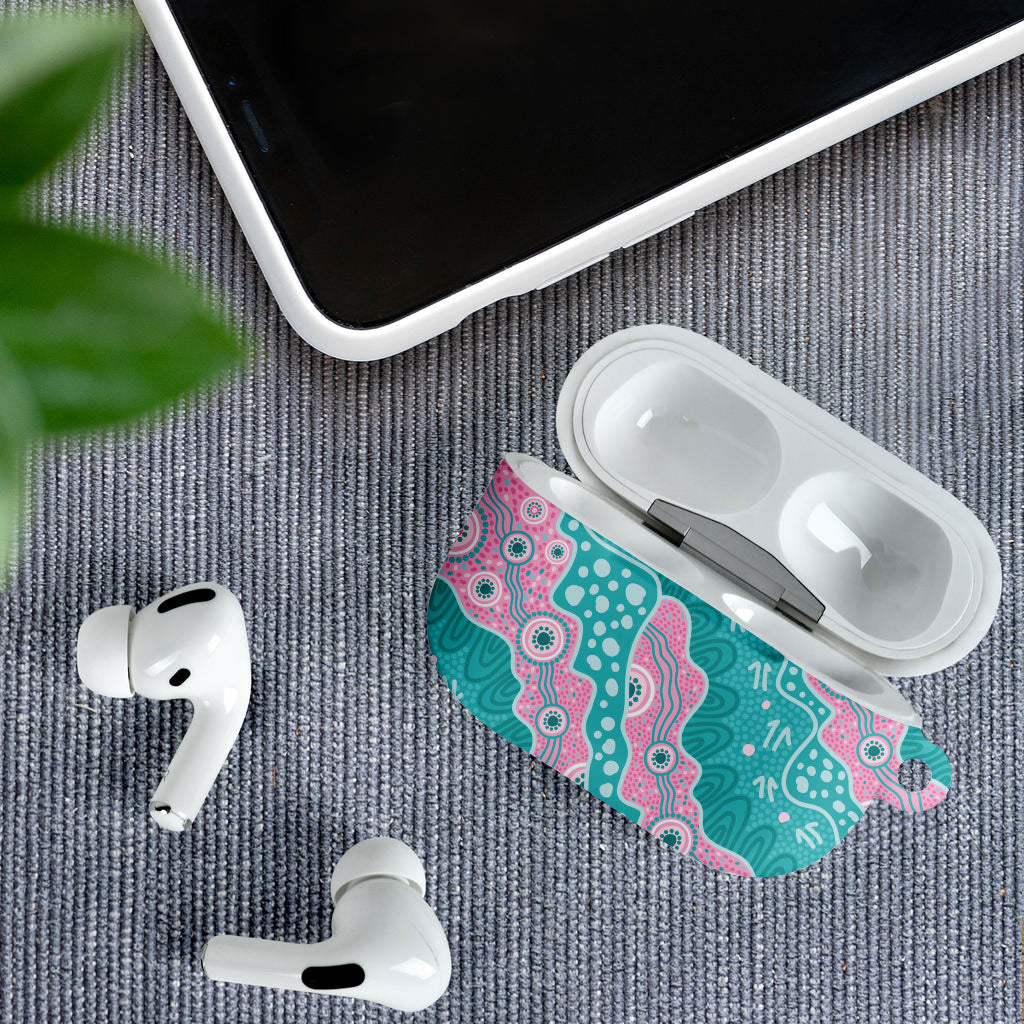 Hereditary Cancer Prevention Australia Indigenous AirPods Case Pink and Teal