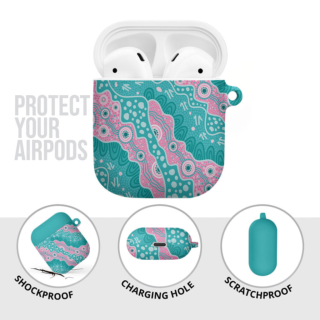 Hereditary Cancer Prevention Australia Indigenous AirPods Case Pink and Teal