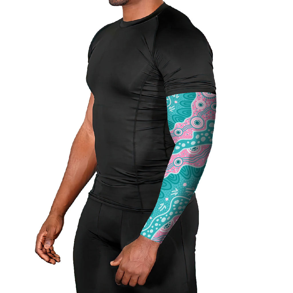 Hereditary Cancer Prevention Australia Indigenous Arm Sleeves Pink and Teal