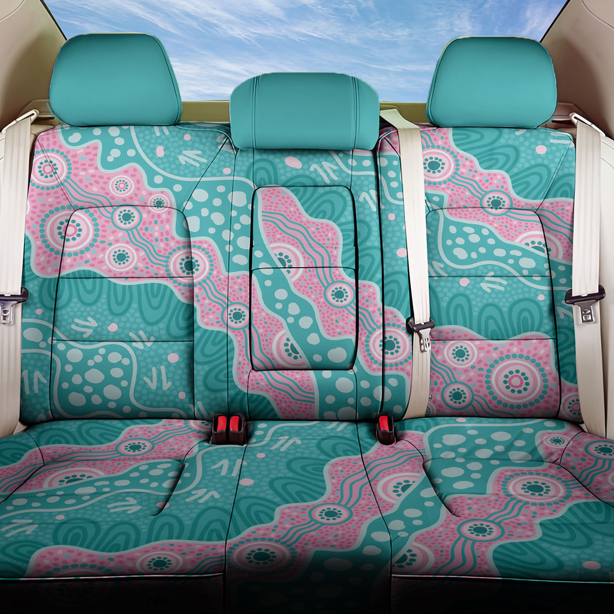 Hereditary Cancer Prevention Australia Indigenous Back Car Seat Cover Pink and Teal