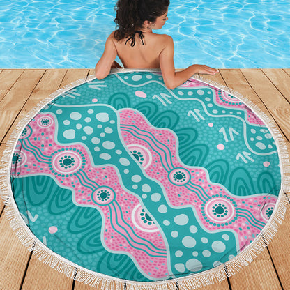 Hereditary Cancer Prevention Australia Indigenous Beach Blanket Pink and Teal