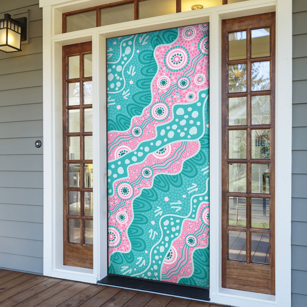 Hereditary Cancer Prevention Australia Indigenous Door Cover Pink and Teal