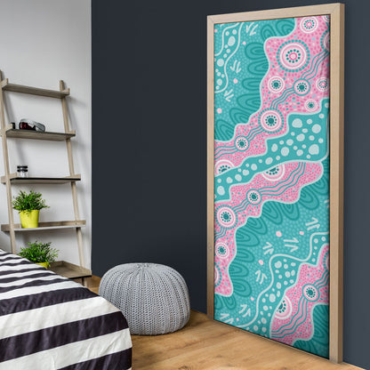 Hereditary Cancer Prevention Australia Indigenous Door Cover Pink and Teal