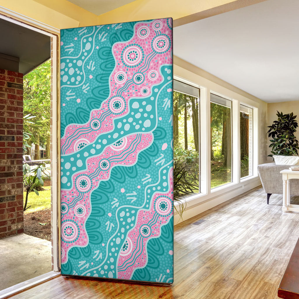Hereditary Cancer Prevention Australia Indigenous Door Cover Pink and Teal