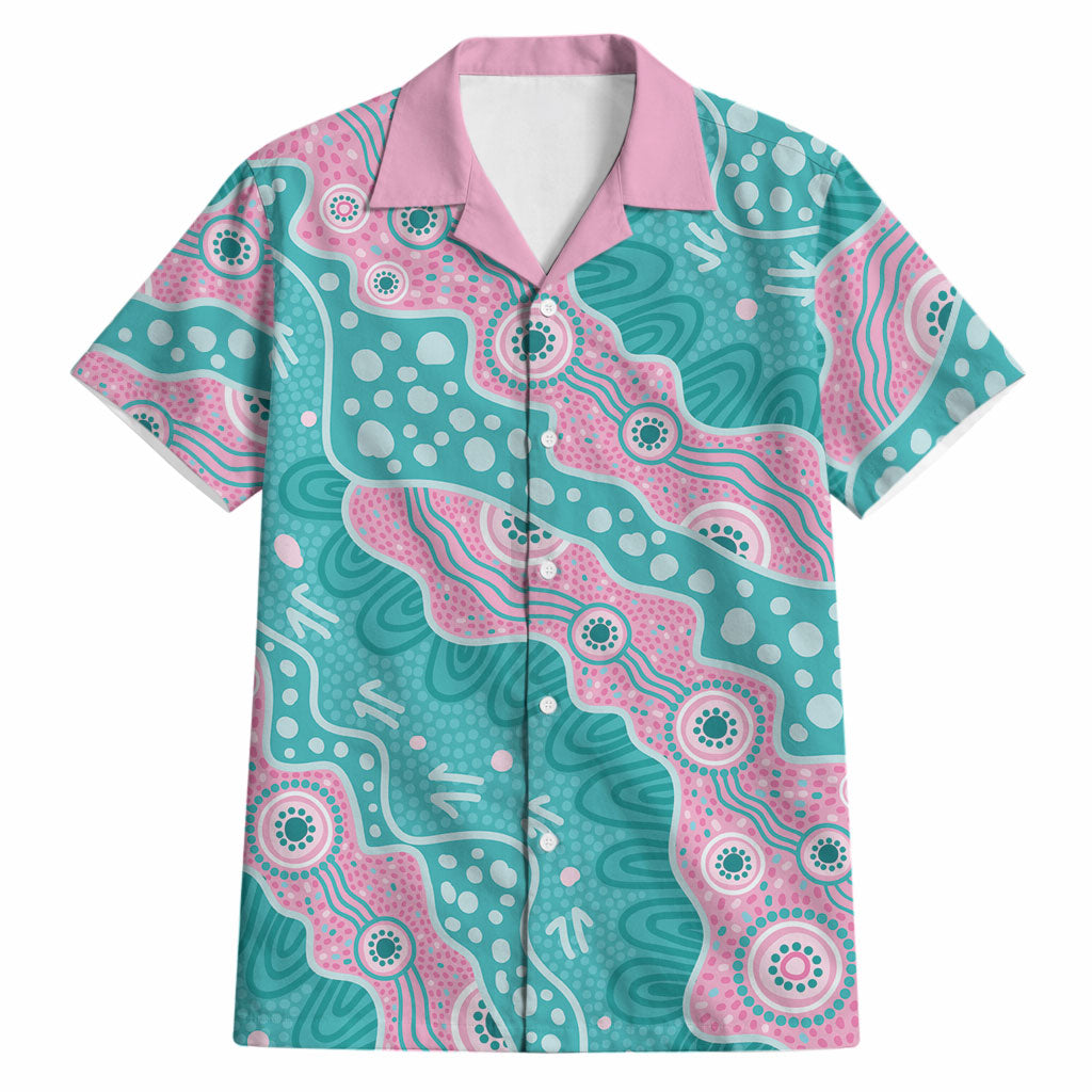 Hereditary Cancer Prevention Australia Indigenous Hawaiian Shirt Pink and Teal