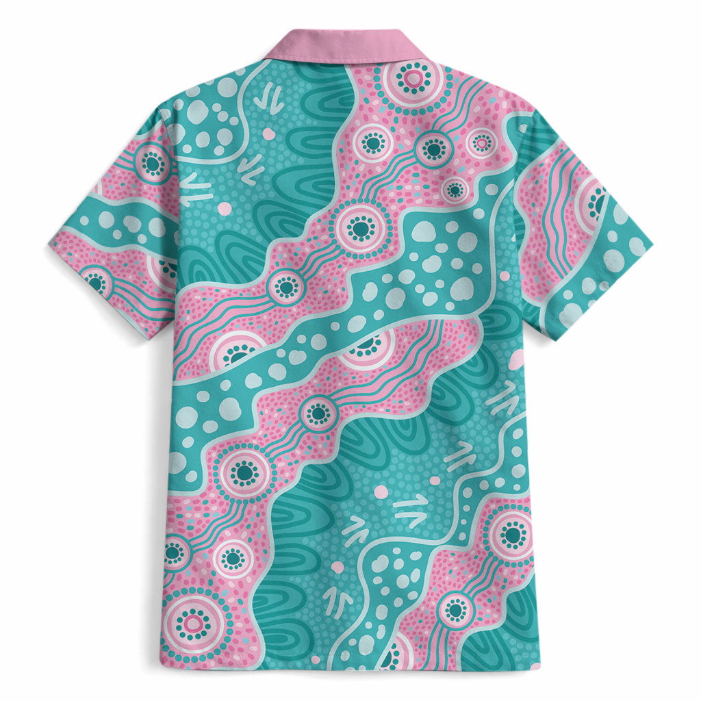 Hereditary Cancer Prevention Australia Indigenous Hawaiian Shirt Pink and Teal