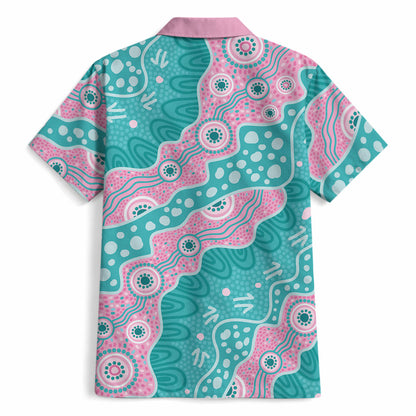 Hereditary Cancer Prevention Australia Indigenous Hawaiian Shirt Pink and Teal