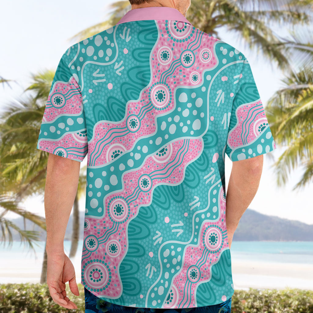 Hereditary Cancer Prevention Australia Indigenous Hawaiian Shirt Pink and Teal