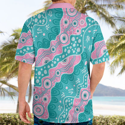 Hereditary Cancer Prevention Australia Indigenous Hawaiian Shirt Pink and Teal
