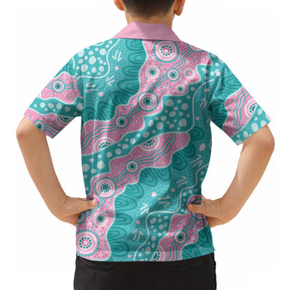 Hereditary Cancer Prevention Australia Indigenous Hawaiian Shirt Pink and Teal