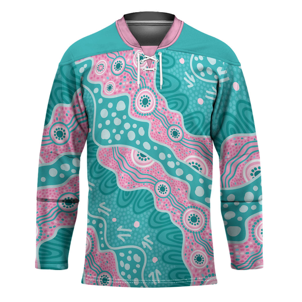 Hereditary Cancer Prevention Australia Indigenous Hockey Jersey Pink and Teal