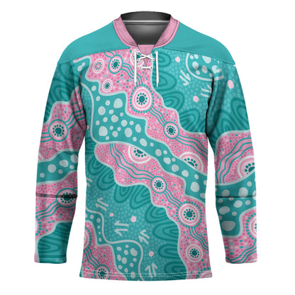Hereditary Cancer Prevention Australia Indigenous Hockey Jersey Pink and Teal