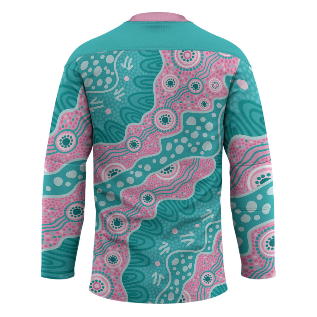 Hereditary Cancer Prevention Australia Indigenous Hockey Jersey Pink and Teal