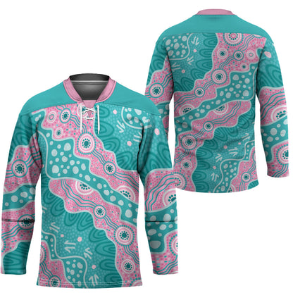 Hereditary Cancer Prevention Australia Indigenous Hockey Jersey Pink and Teal
