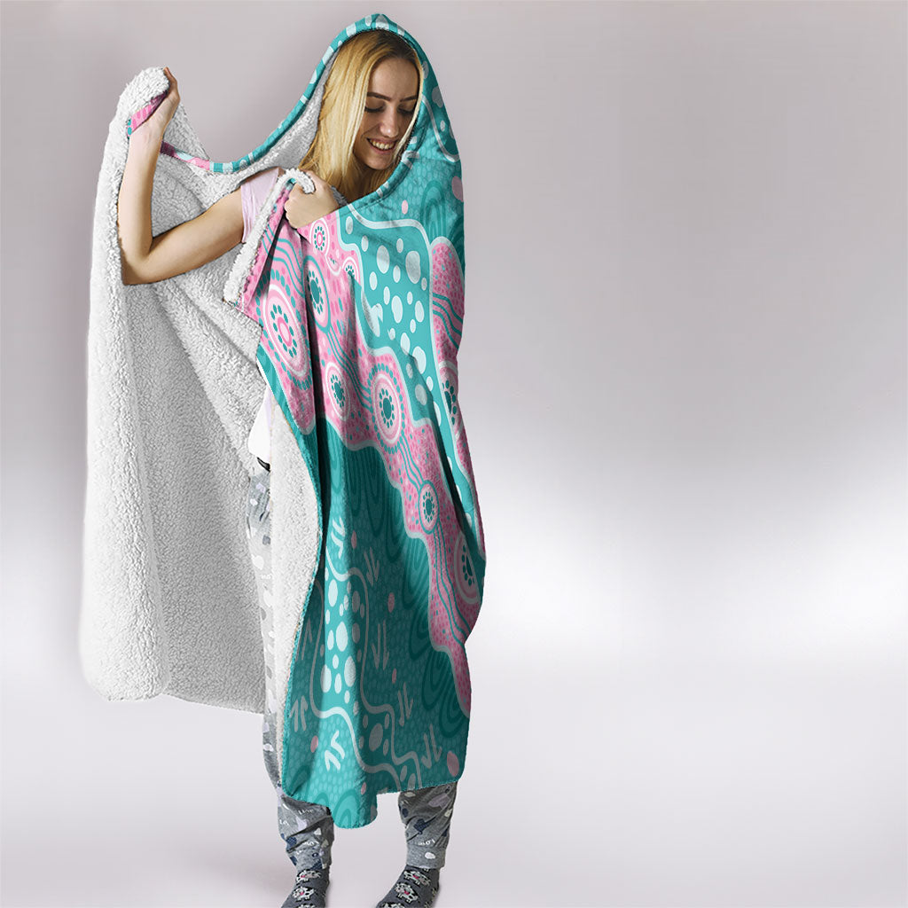 Hereditary Cancer Prevention Australia Indigenous Hooded Blanket Pink and Teal