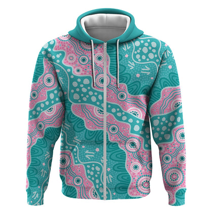 Hereditary Cancer Prevention Australia Indigenous Hoodie Pink and Teal
