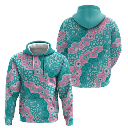 Hereditary Cancer Prevention Australia Indigenous Hoodie Pink and Teal