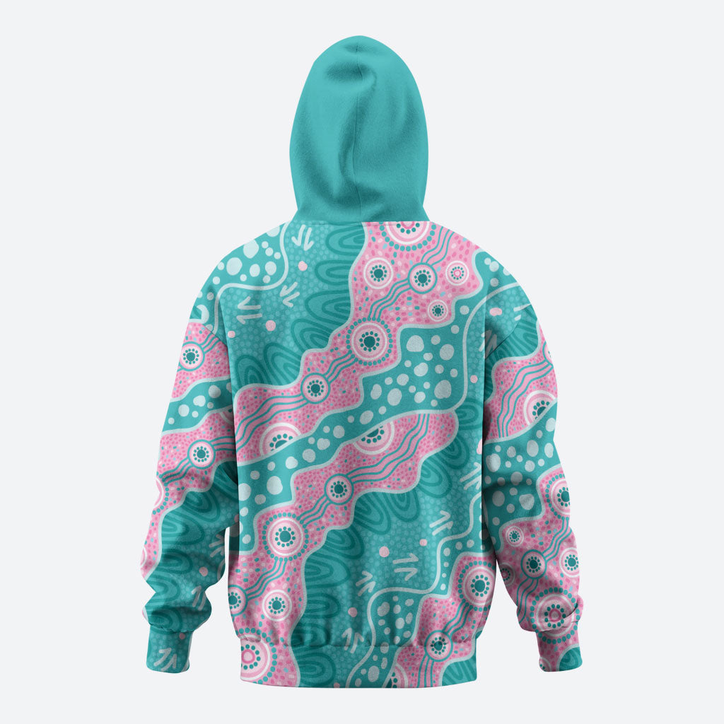 Hereditary Cancer Prevention Australia Indigenous Hoodie Pink and Teal