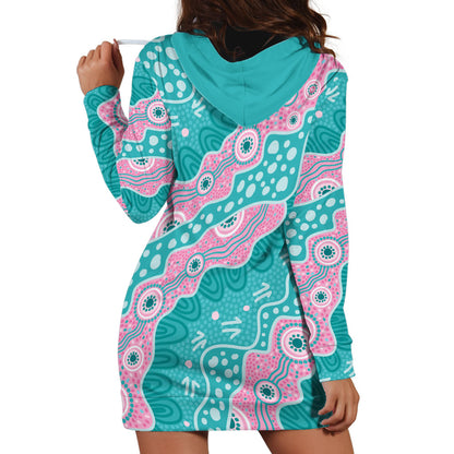 Hereditary Cancer Prevention Australia Indigenous Hoodie Dress Pink and Teal
